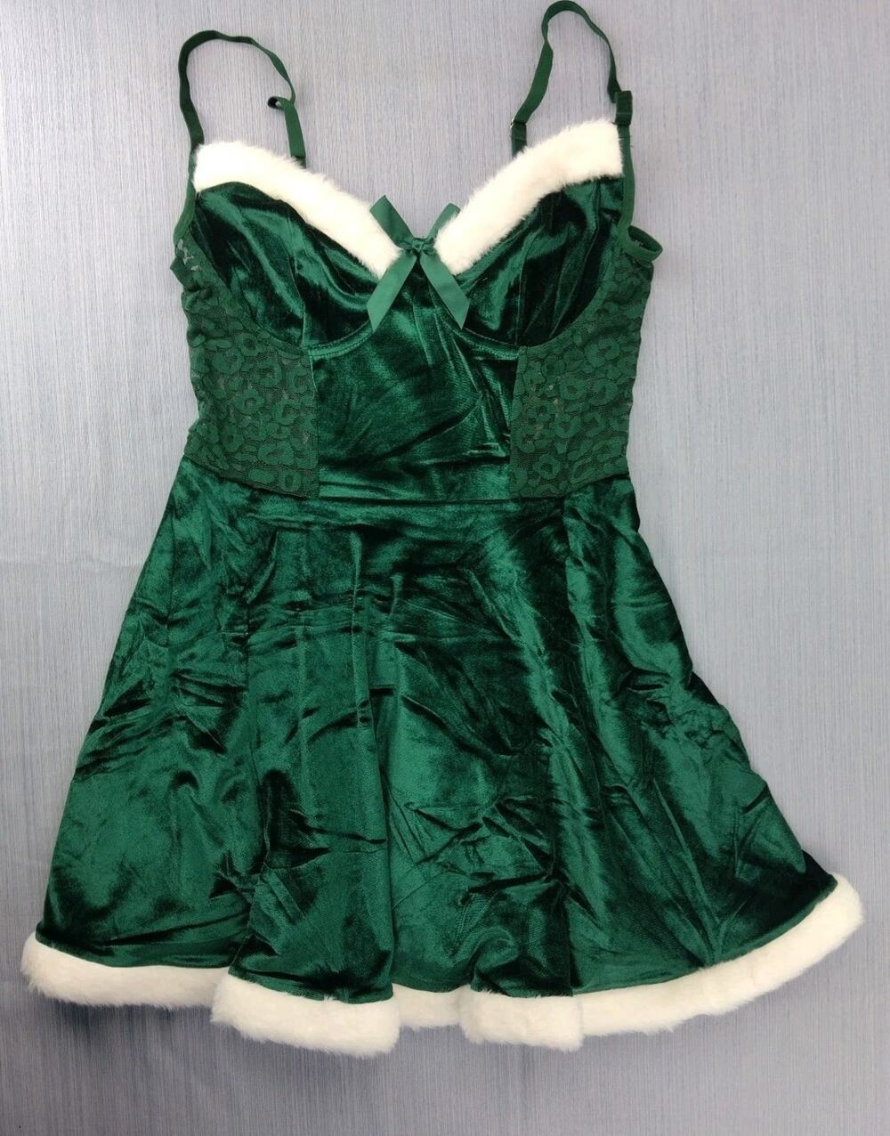 Babydoll Lingerie For Women Corset Velvet Christmas V Neck Size M